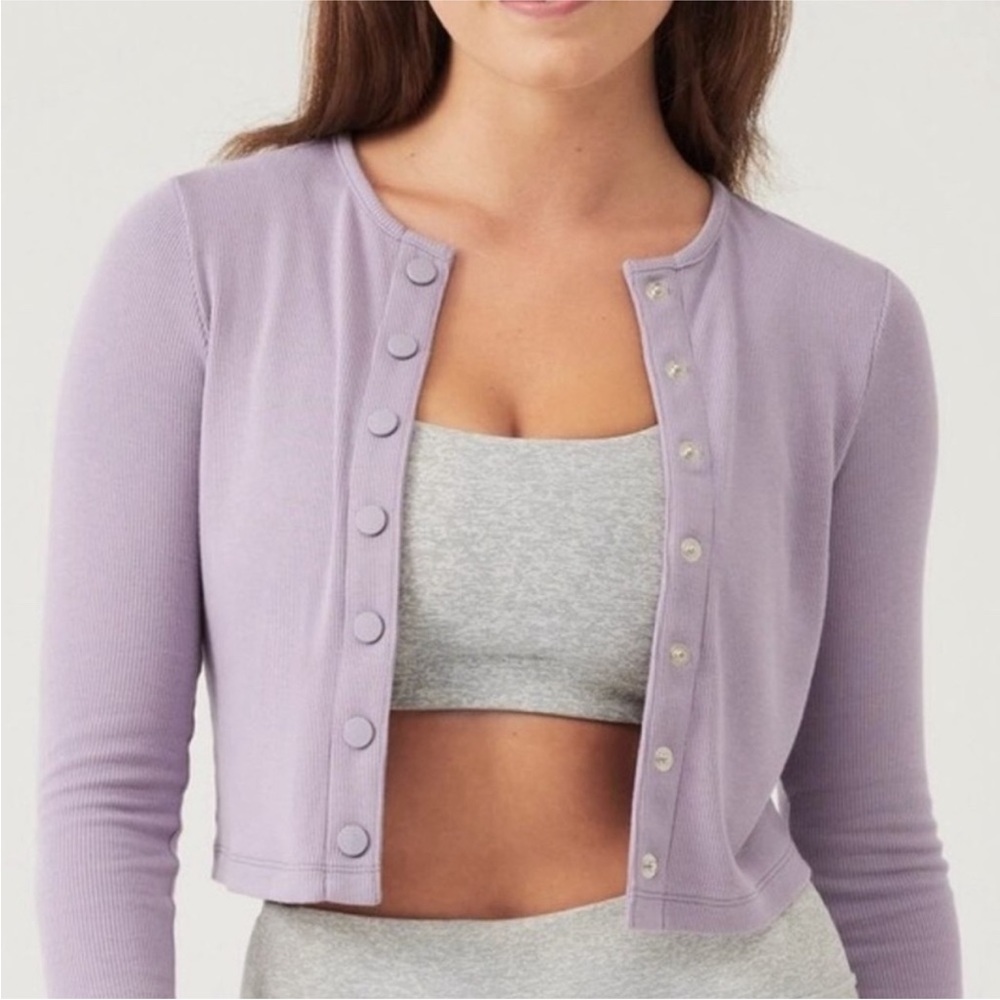 NWT Outdoor Voices CozyRib Cropped Cardigan in Earl Grey - Picture 2 of 8